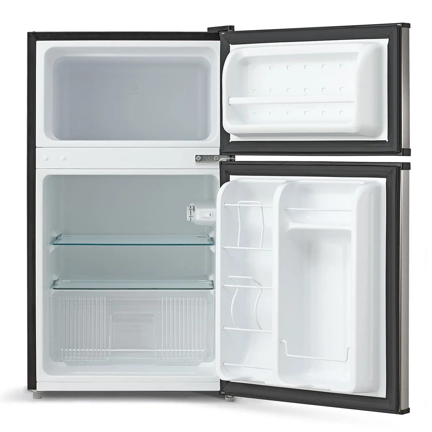 Midea WHD-113FSS1 with its refrigerator and separate freezer doors open