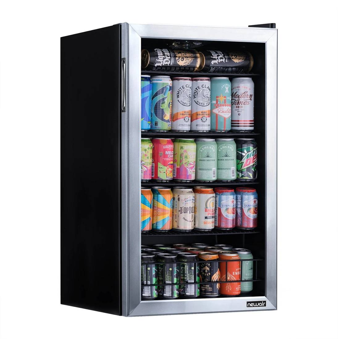 Newair AB-1200 stainless-steel and glass-door beverage refrigerator